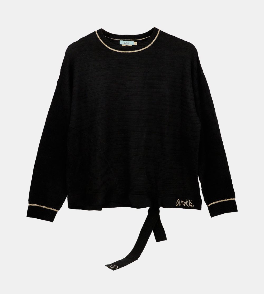 Swetry Anekke Black Shoen Crew Neck Sweater Damskie | 257HVNUDG
