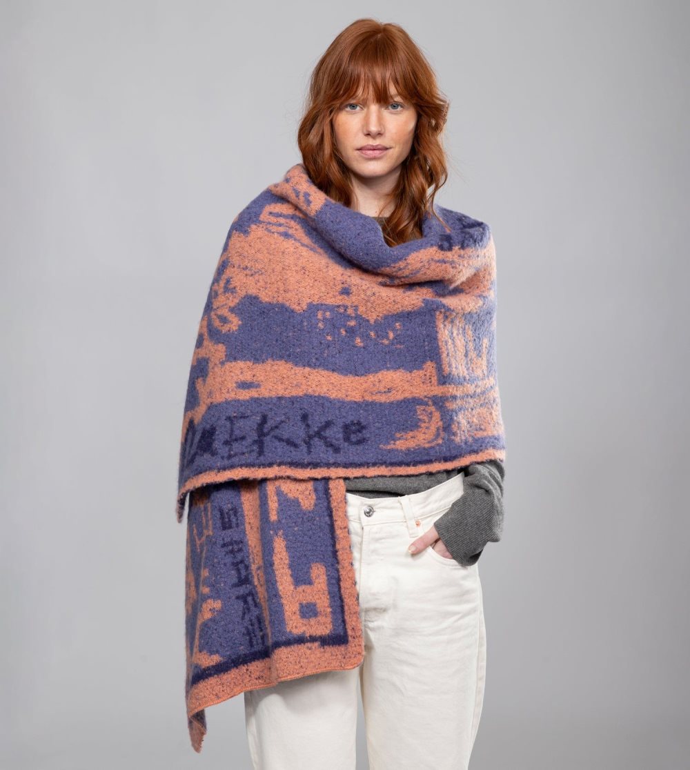 Szalik Anekke Blue And Terracotta Contemporary Scarf. Damskie | 371KLFZYC