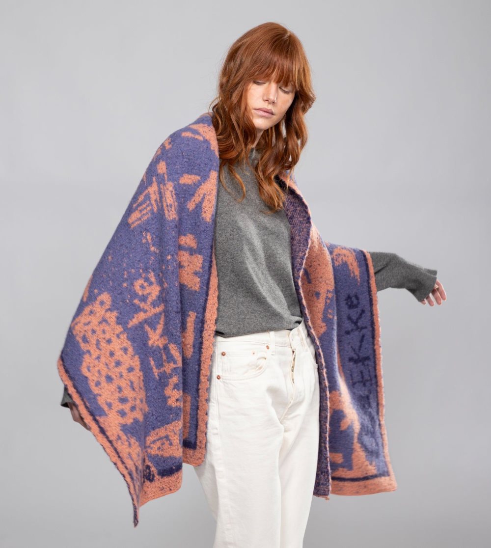 Szalik Anekke Blue And Terracotta Contemporary Scarf. Damskie | 371KLFZYC