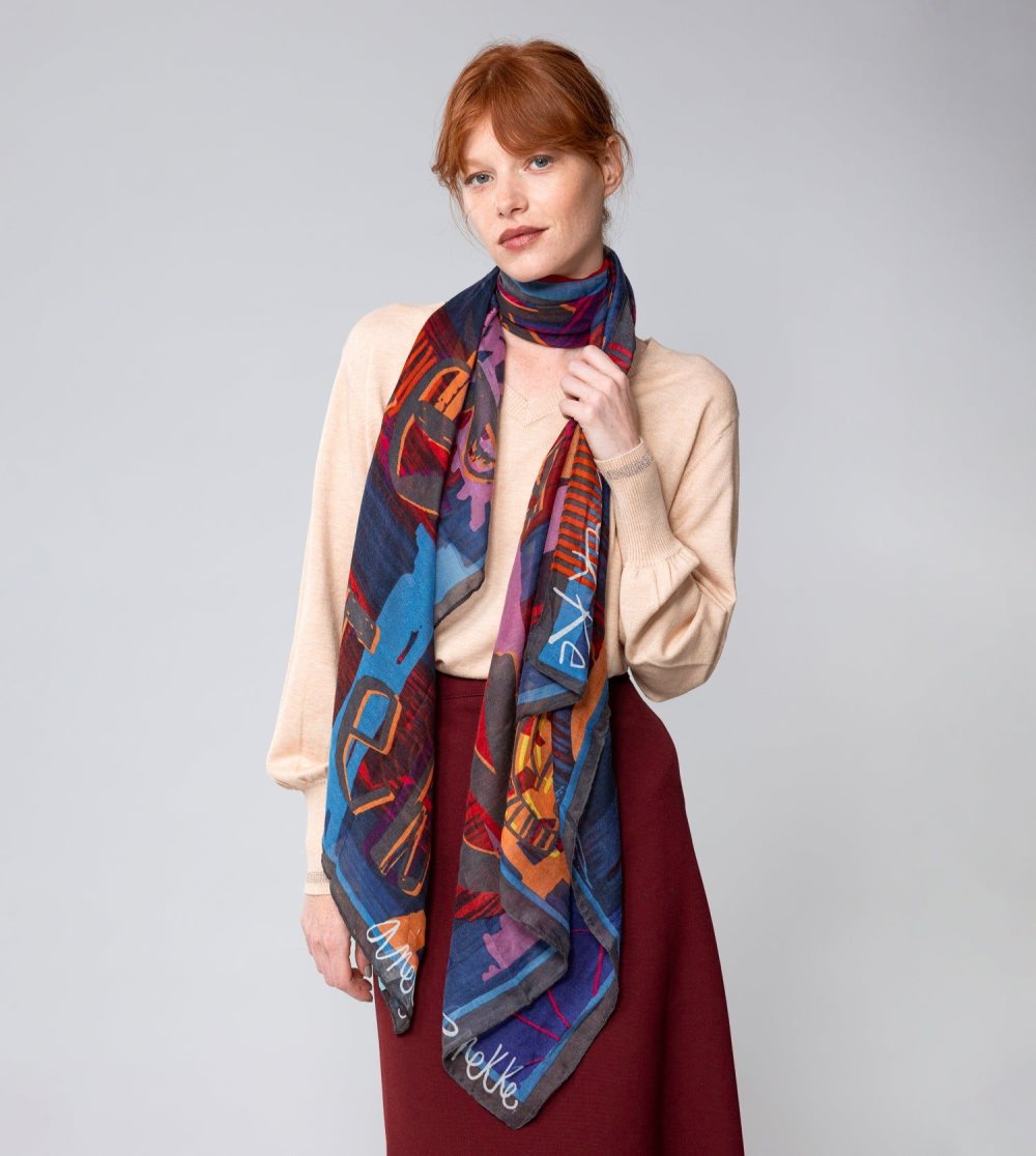 Szalik Anekke Contemporary Blue Scarf Damskie | 236HCPKUW