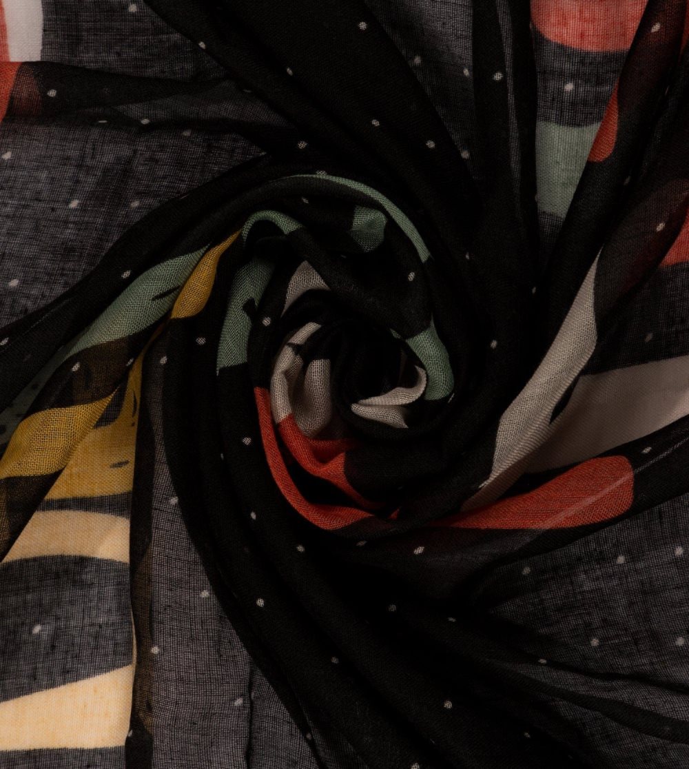 Szalik Anekke Kene Black Printed Scarf Damskie | 624JDEHQV
