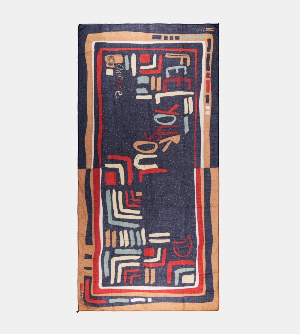 Szalik Anekke Kene Navy Blue Printed Scarf Damskie | 302SHUELO