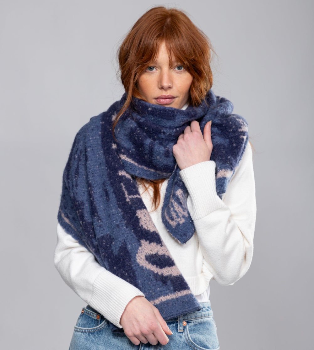 Szalik Anekke Navy Blue Contemporary Scarf. Damskie | 537OZJPTI