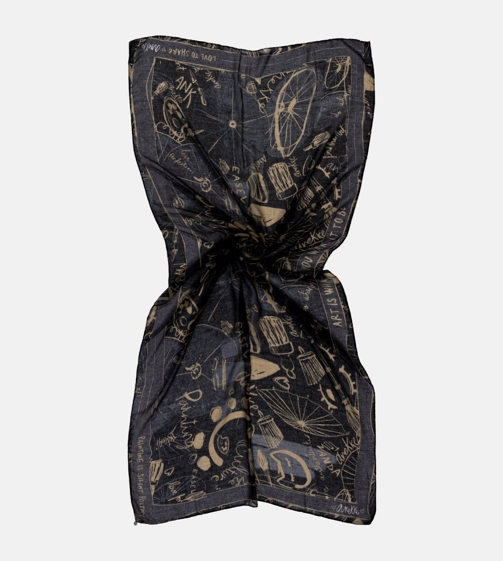Szalik Anekke Palette Black Scarf Damskie | 243WPRJFI