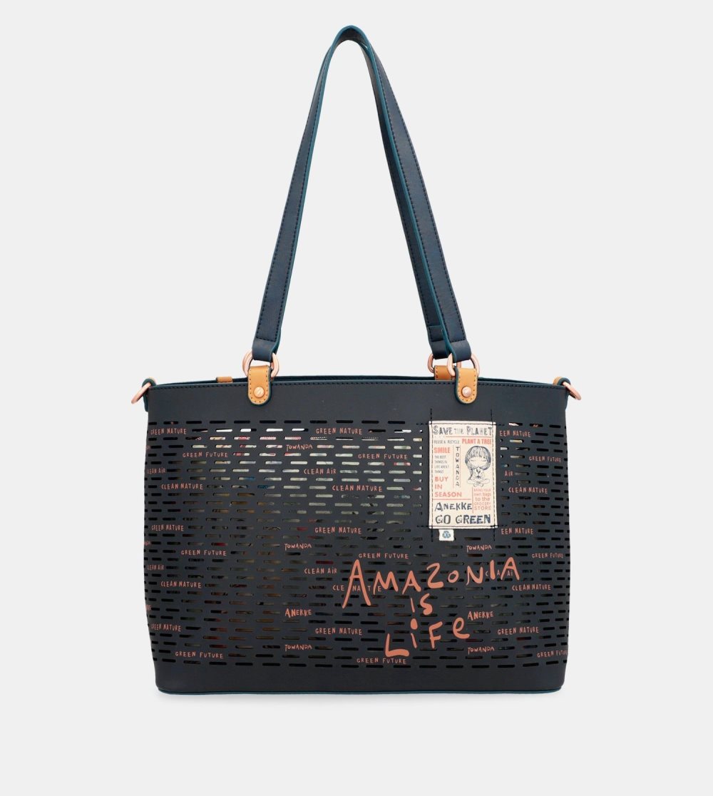 Torby Przez Ramię Anekke Nature Pachamama Navy Blue Large Tote Bag Damskie | 375NMCUAW