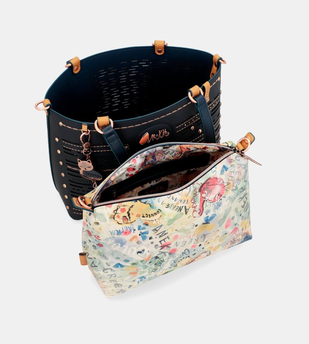 Torby Przez Ramię Anekke Nature Pachamama Navy Blue Large Tote Bag Damskie | 375NMCUAW