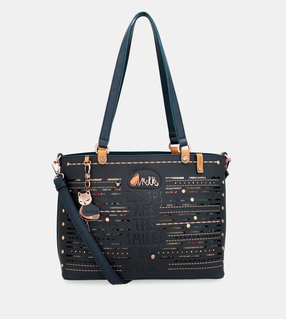 Torby Przez Ramię Anekke Nature Pachamama Navy Blue Large Tote Bag Damskie | 375NMCUAW
