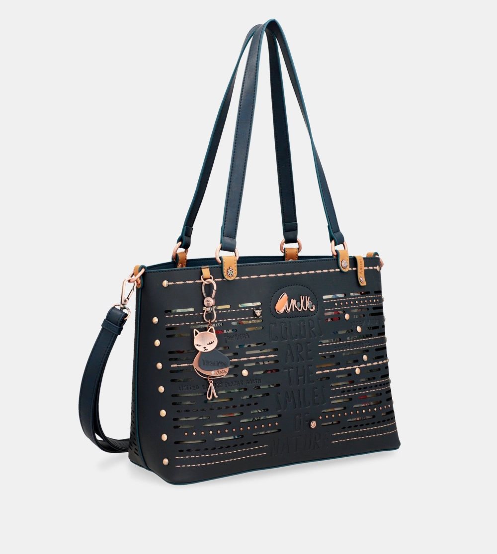 Torby Przez Ramię Anekke Nature Pachamama Navy Blue Large Tote Bag Damskie | 375NMCUAW
