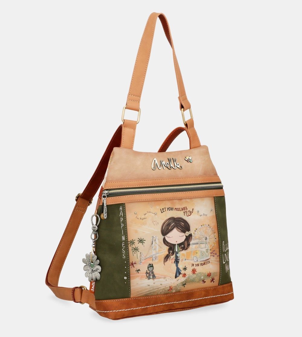 Torby Przez Ramię Anekke Peace & Love Camel Anti-theft Backpack Damskie | 310XESDLN