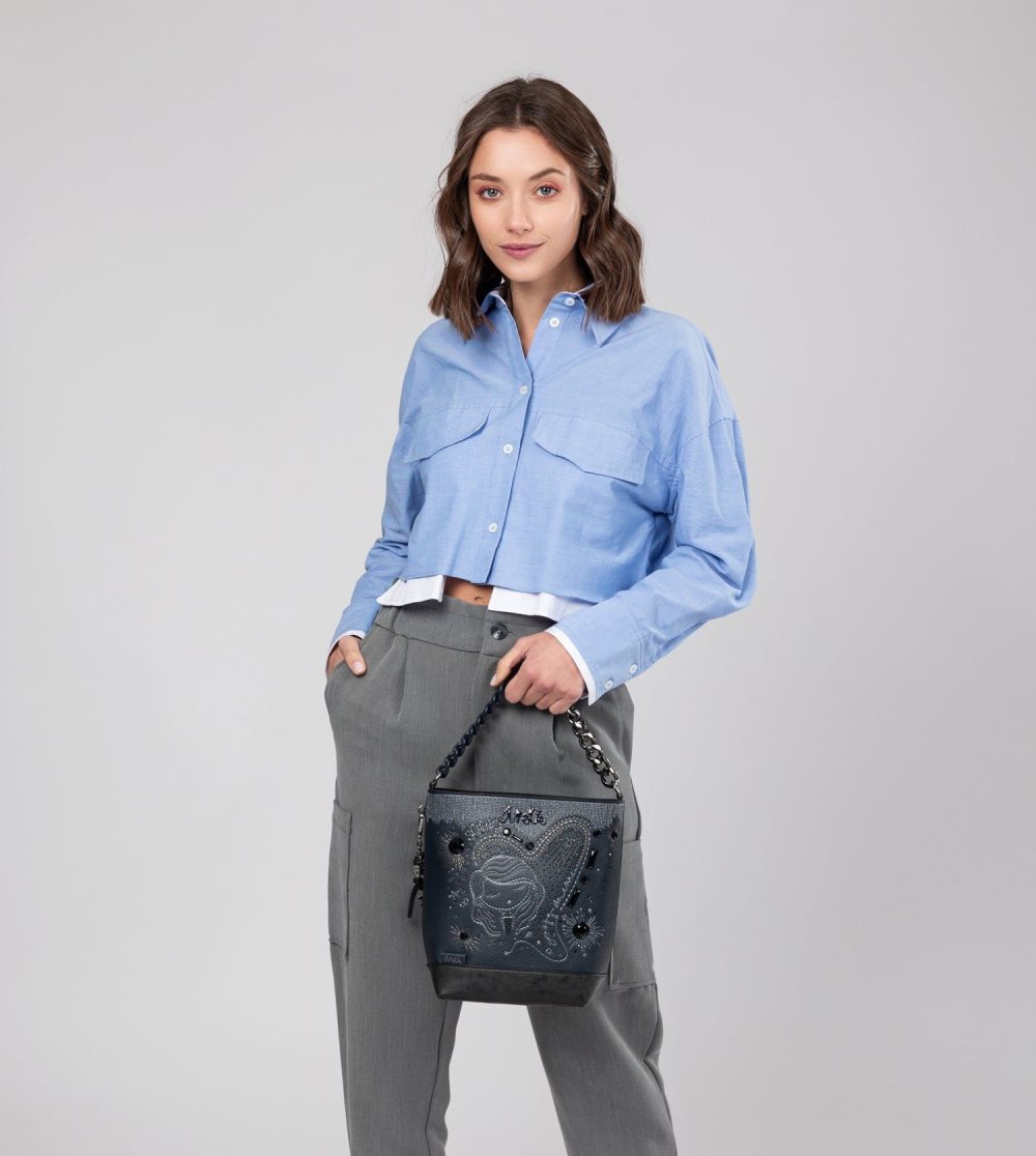 Torby Przez Ramię Anekke Studio Navy Blue Medium Crossbody Bag Damskie | 145YCNAVB