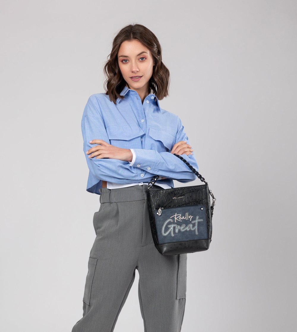Torby Przez Ramię Anekke Studio Navy Blue Medium Crossbody Bag Damskie | 145YCNAVB