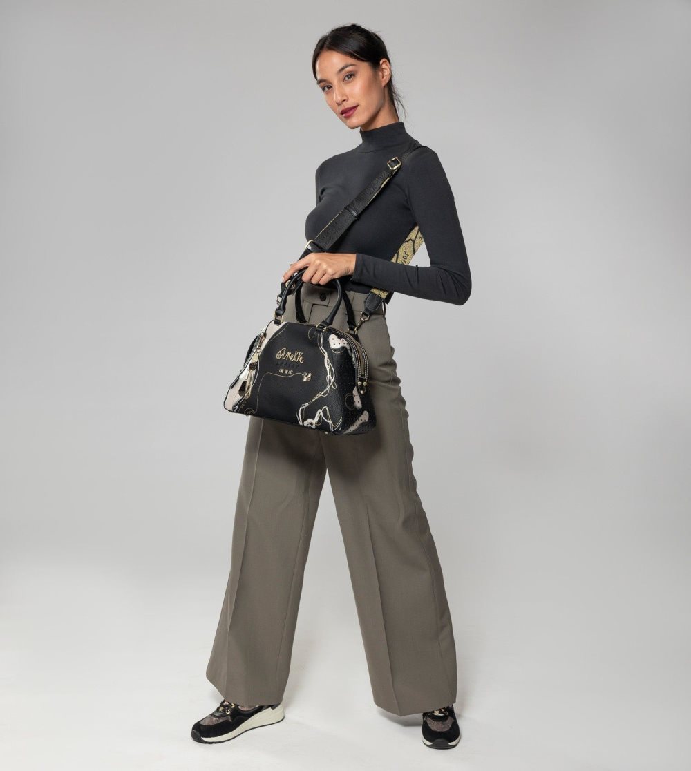 Torebka Anekke Nature Shodo Black 2-handle Shoulder Bag Damskie | 918JQOUCB