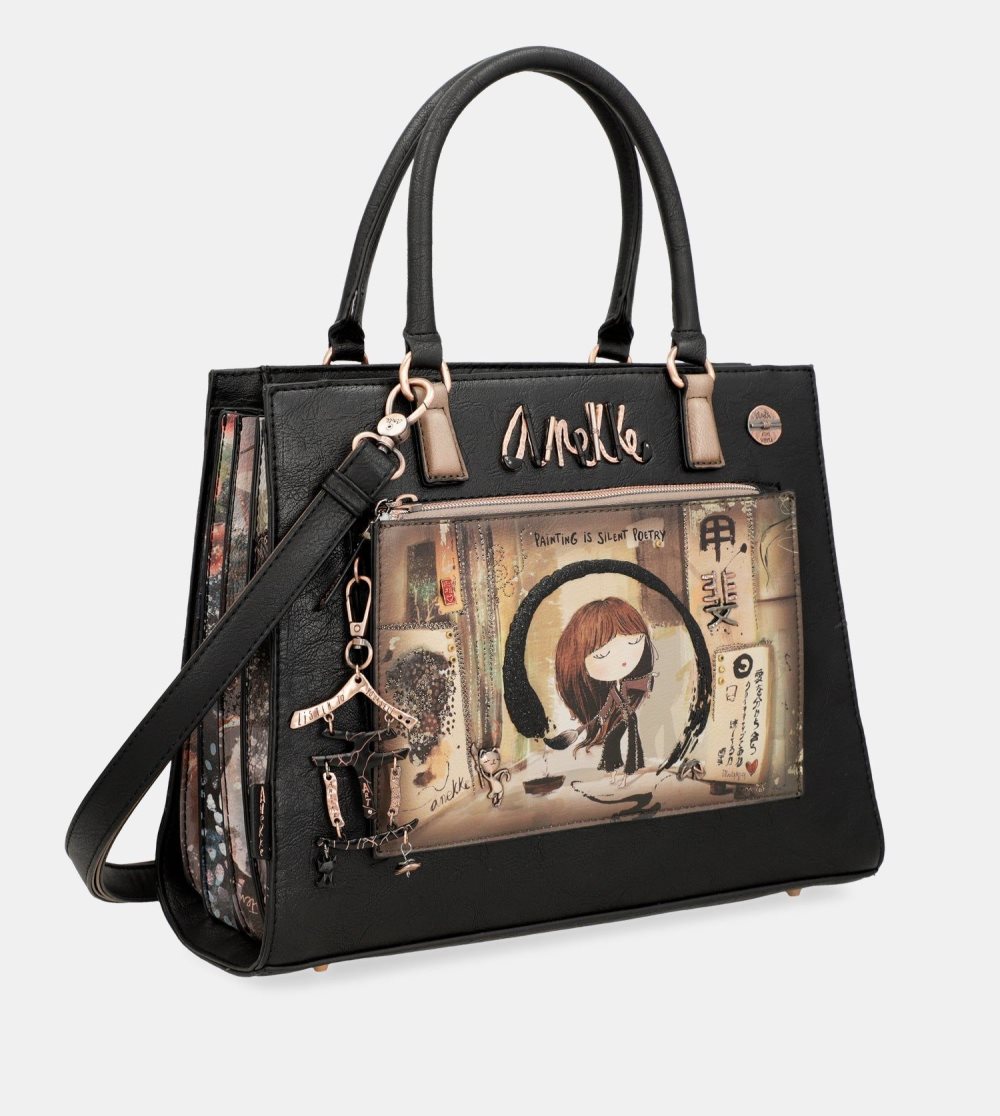 Torebka Anekke Shoen Black Tote With Shoulder Strap Damskie | 465NGJBTZ