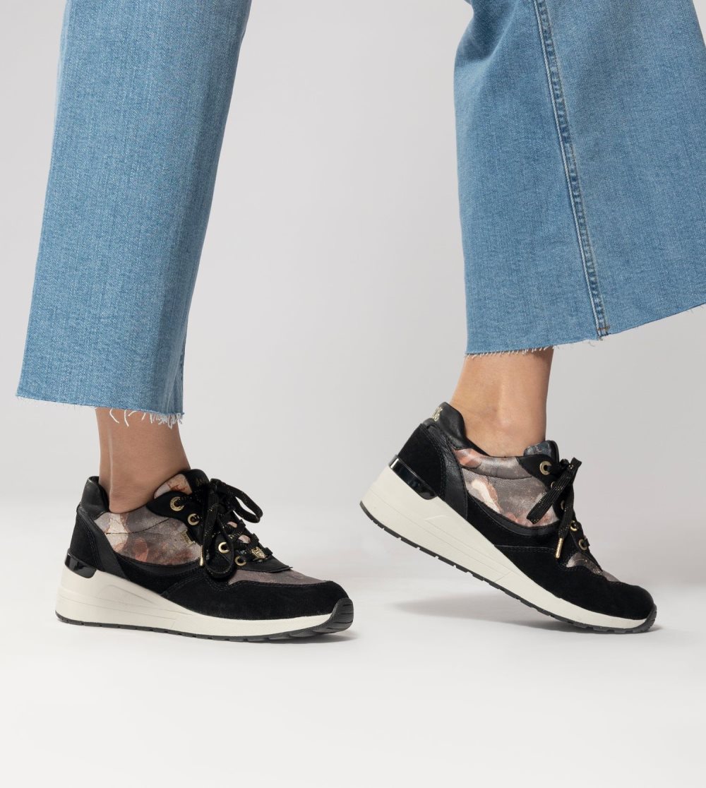 Trampki Anekke Black Padded Sports Sneakers With Wedge Damskie | 756EXUSGC