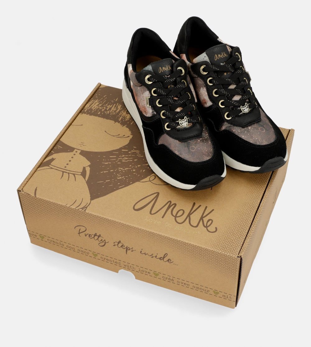 Trampki Anekke Black Padded Sports Sneakers With Wedge Damskie | 756EXUSGC