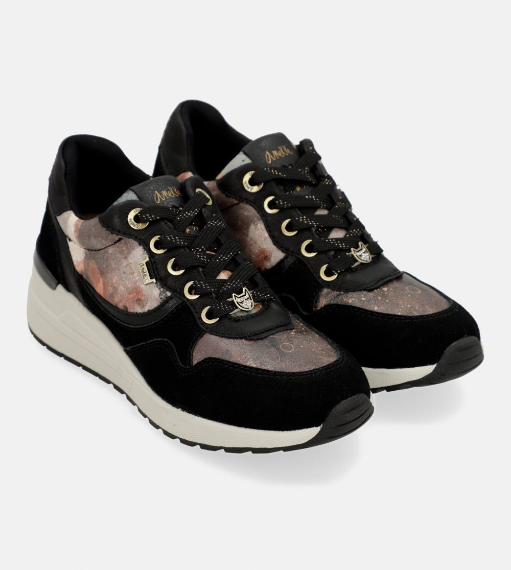 Trampki Anekke Black Padded Sports Sneakers With Wedge Damskie | 756EXUSGC