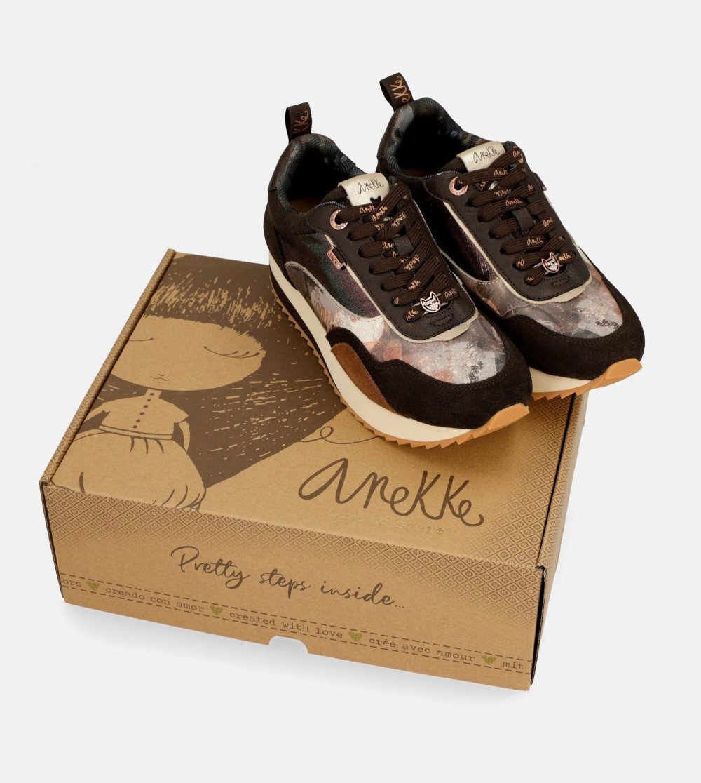 Trampki Anekke Brown Palette Patterned Sports Sneakers Damskie | 560PXEBZN