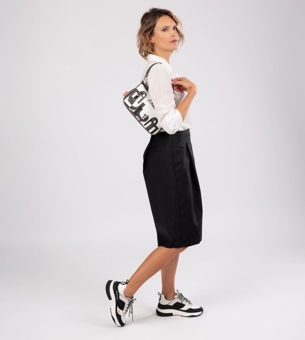 Trampki Anekke Fashion Black & White Sneakers Damskie | 872UVCXTJ