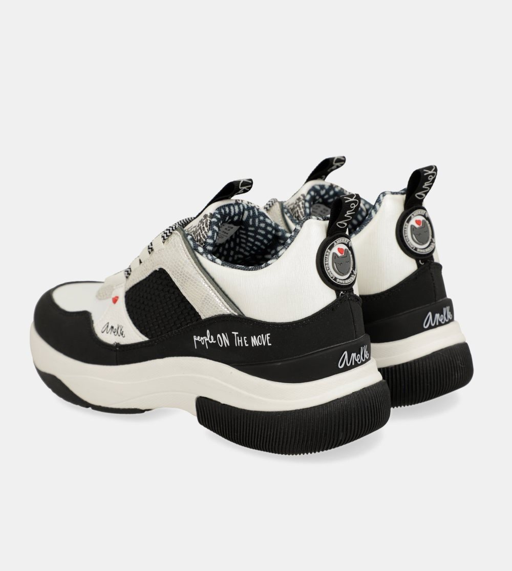 Trampki Anekke Fashion Black & White Sneakers Damskie | 872UVCXTJ
