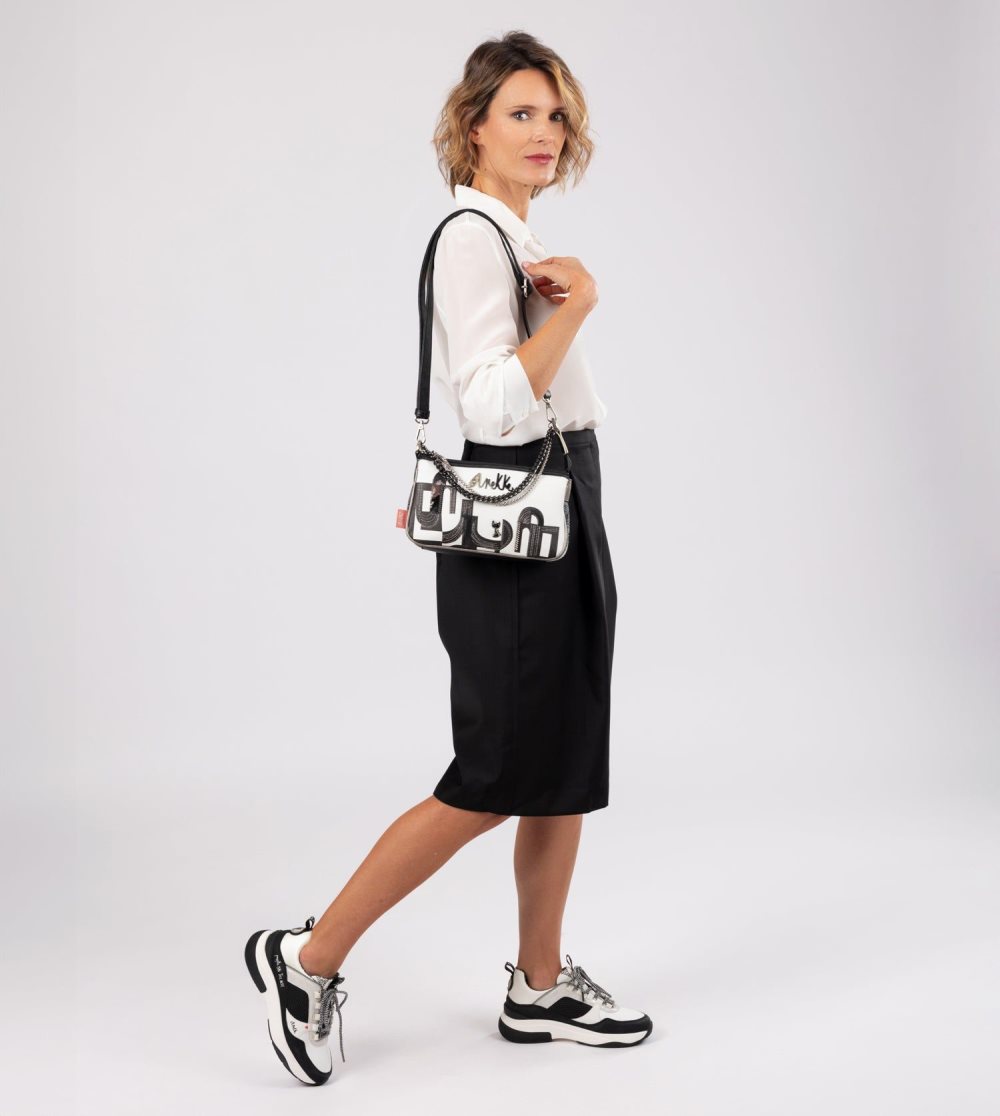 Trampki Anekke Fashion Black & White Sneakers Damskie | 872UVCXTJ