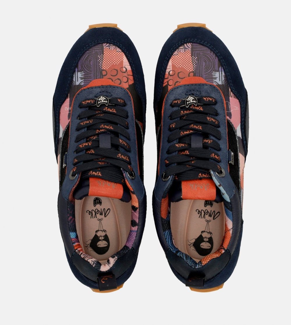 Trampki Anekke Navy Blue Palette Patterned Sports Sneakers Damskie | 287EMAPYO