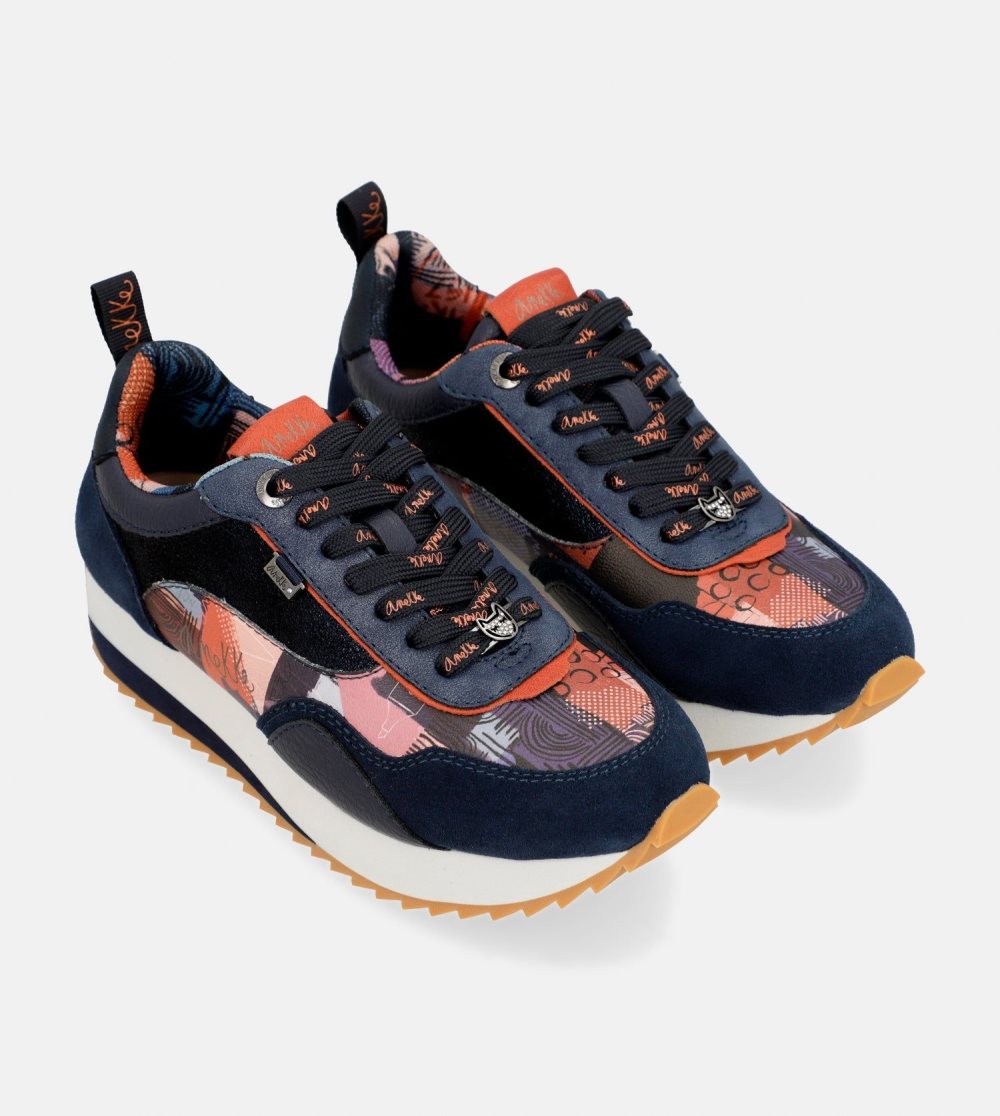 Trampki Anekke Navy Blue Palette Patterned Sports Sneakers Damskie | 287EMAPYO